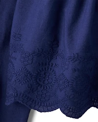 Girls Embroidered Eyelet Peplum Top