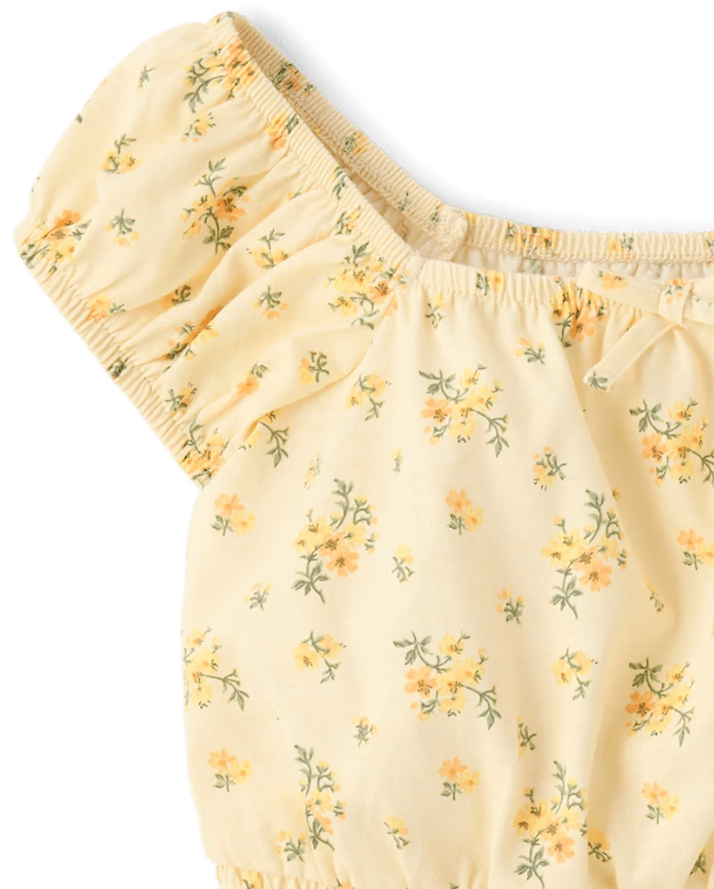 Girls Floral Smocked Top