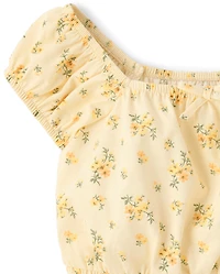 Girls Floral Smocked Top