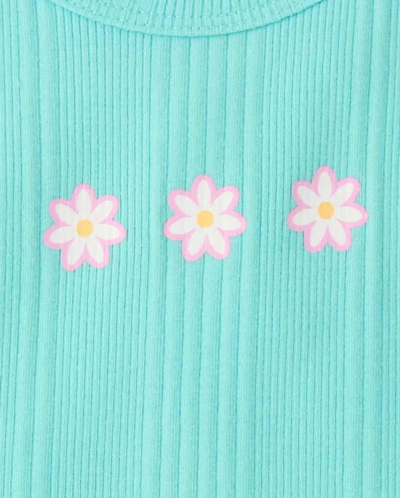 Girls Graphic Ribbed Tank Top