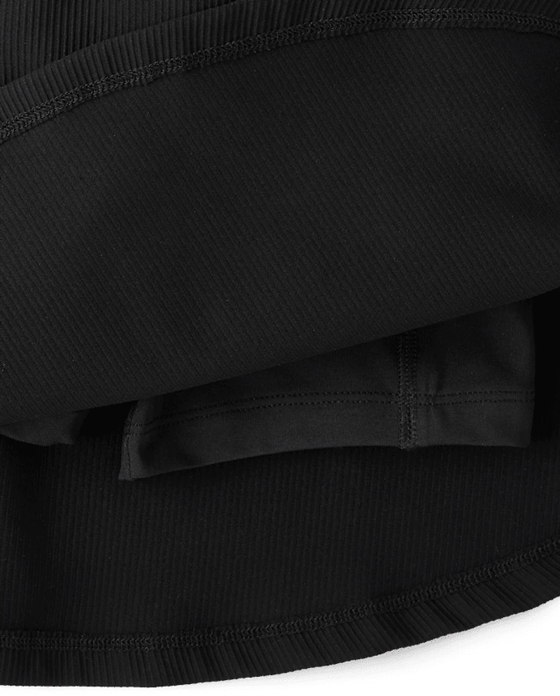 Girls Quick Dry High Rise Textured Ribbed Skort