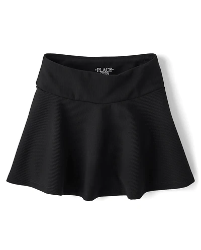 Girls Quick Dry High Rise Textured Ribbed Skort