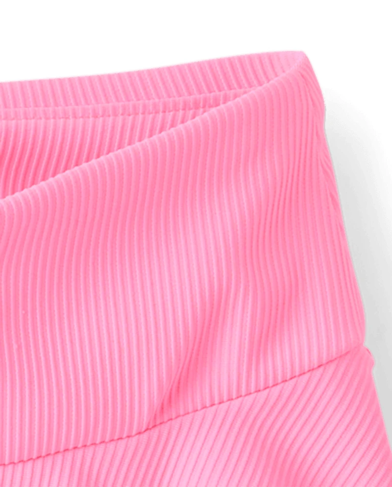 Girls Quick Dry High Rise Textured Ribbed Skort