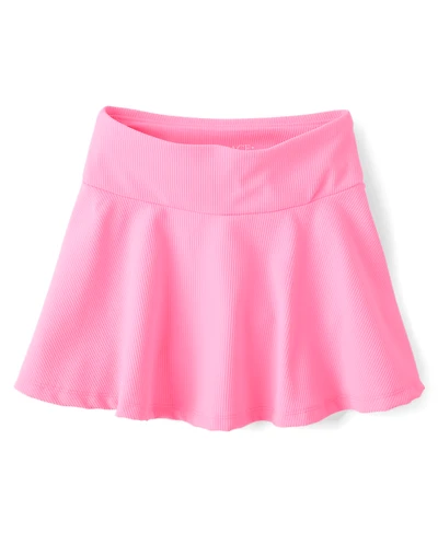 Girls Quick Dry High Rise Textured Ribbed Skort