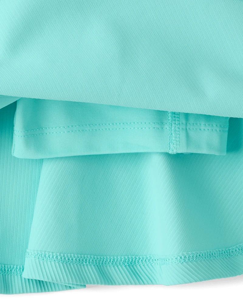 Jupe-short côtelée texturée taille haute à séchage rapide pour filles