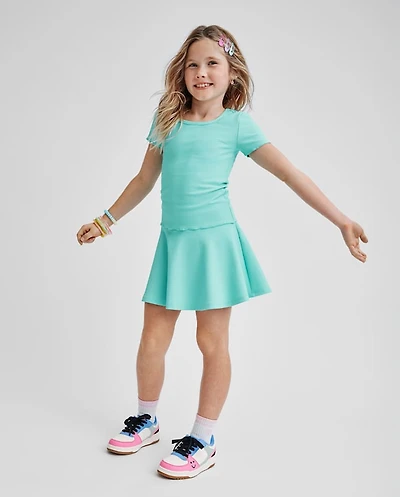 Girls Quick Dry High Rise Textured Ribbed Skort