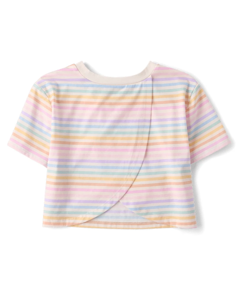 Haut tulipe rayé arc-en-ciel pour filles