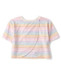 Haut tulipe rayé arc-en-ciel pour filles