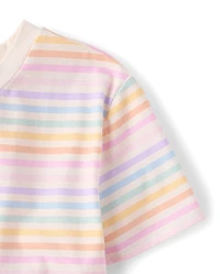 Girls Rainbow Striped Tulip Top