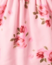 Girls Floral Chiffon Smocked Dress