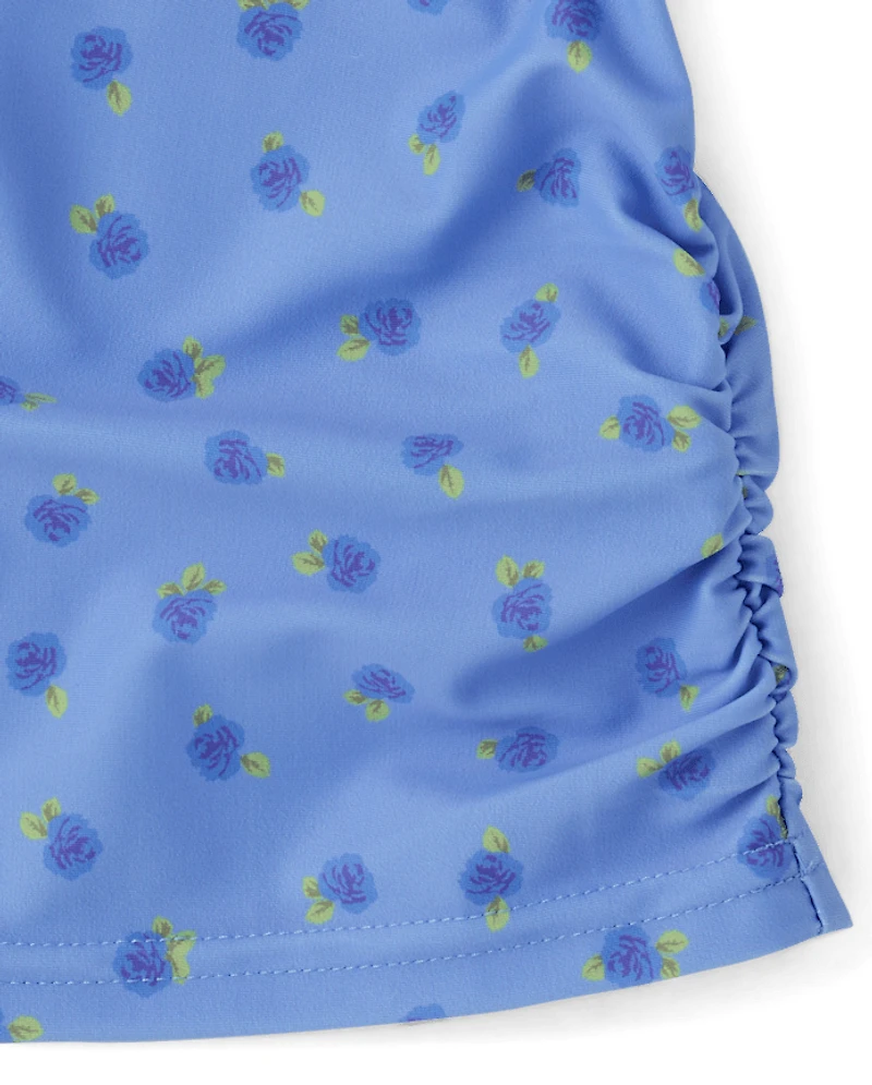 Girls Floral 4-Piece Swimsuit