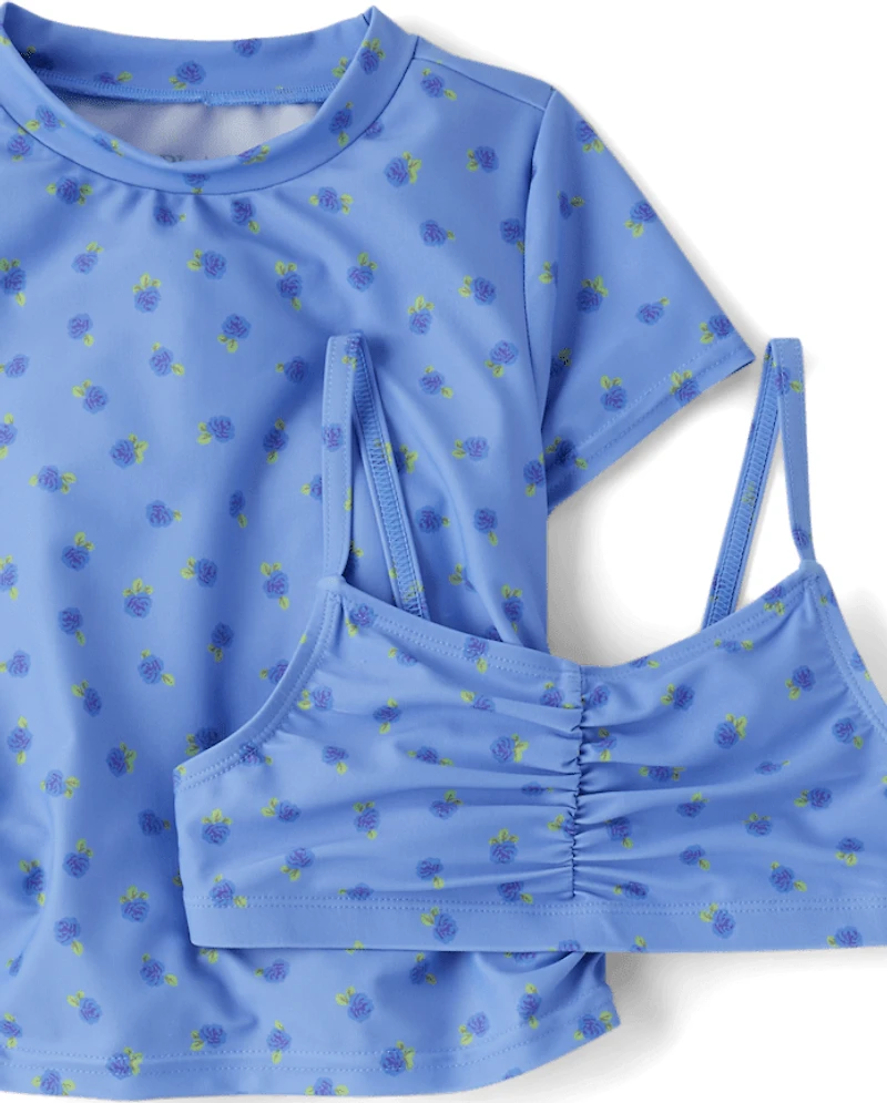 Girls Floral 4-Piece Swimsuit