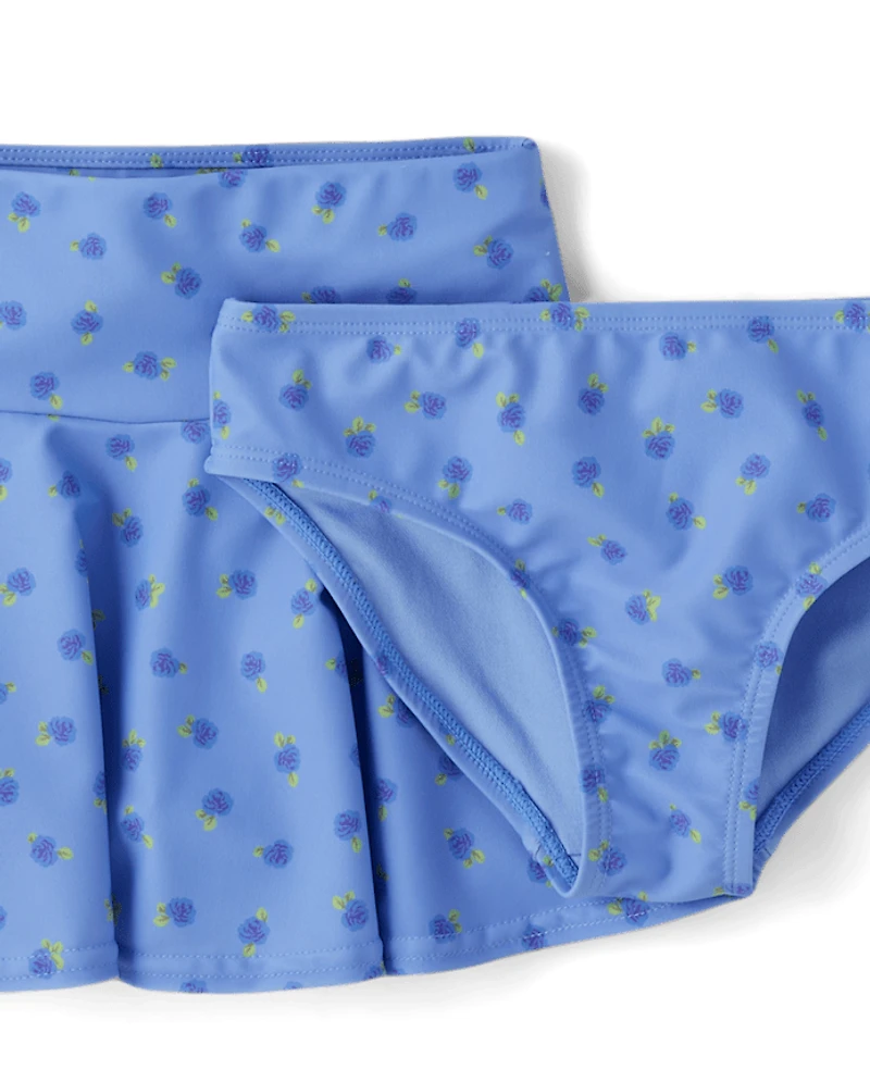 Girls Floral 4-Piece Swimsuit