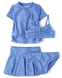 Girls Floral 4-Piece Swimsuit