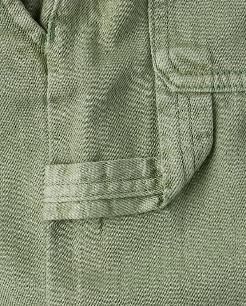 Girls Garment Dyed Utility Baggy Jeans