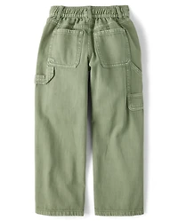 Girls Garment Dyed Utility Baggy Jeans