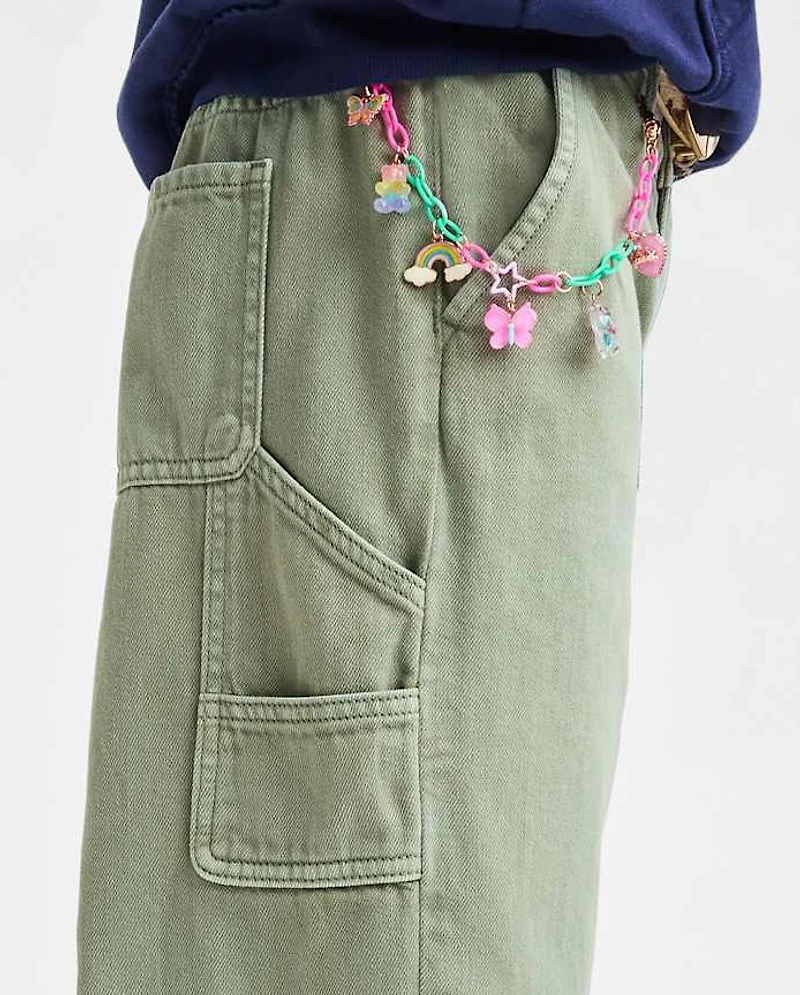 Girls Garment Dyed Utility Baggy Jeans