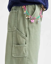Girls Garment Dyed Utility Baggy Jeans
