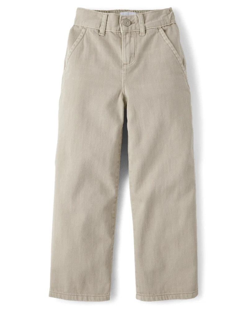 Girls Garment Dyed Utility Baggy Jeans