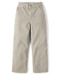 Girls Garment Dyed Utility Baggy Jeans