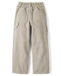Girls Garment Dyed Utility Baggy Jeans