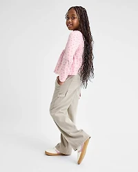 Girls Garment Dyed Utility Baggy Jeans