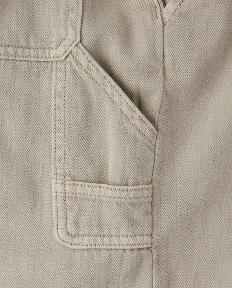 Girls Garment Dyed Utility Baggy Jeans