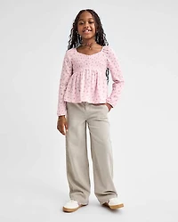 Girls Garment Dyed Utility Baggy Jeans