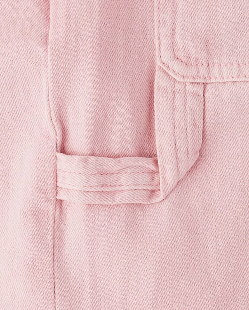 Girls Garment Dyed Utility Baggy Jeans