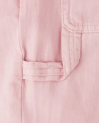 Girls Garment Dyed Utility Baggy Jeans