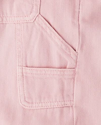 Girls Garment Dyed Utility Baggy Jeans