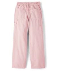 Girls Garment Dyed Utility Baggy Jeans