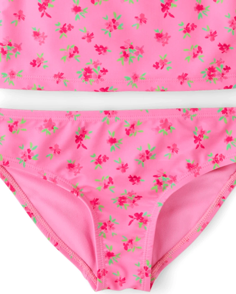 Girls Floral 3-Piece Swimsuit
