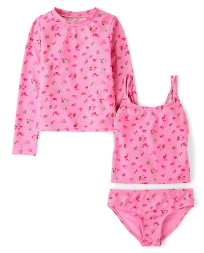 Girls Floral 3-Piece Swimsuit