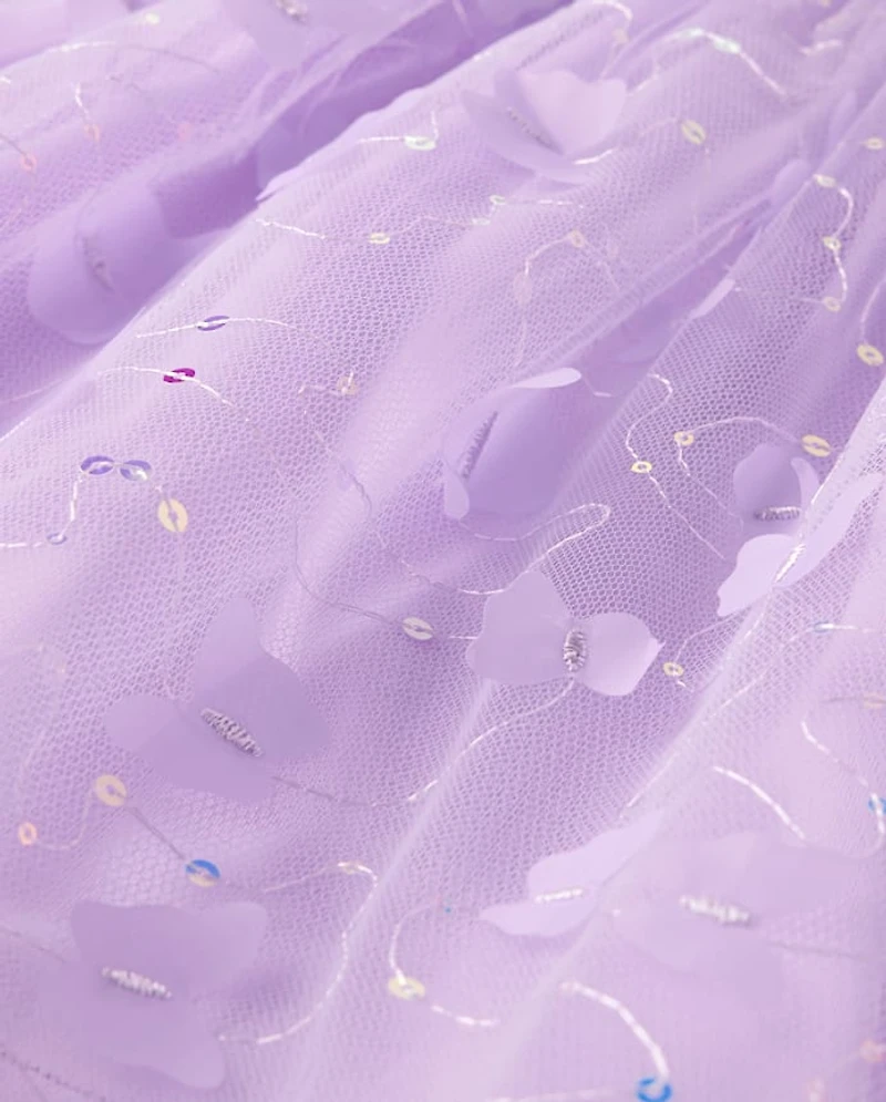 Girls 3D Butterfly Mesh Fit And Flare Dress