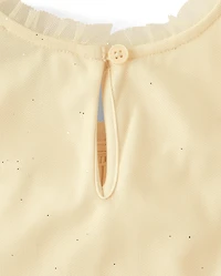 Robe à volants en tulle smocké paillettes pour filles