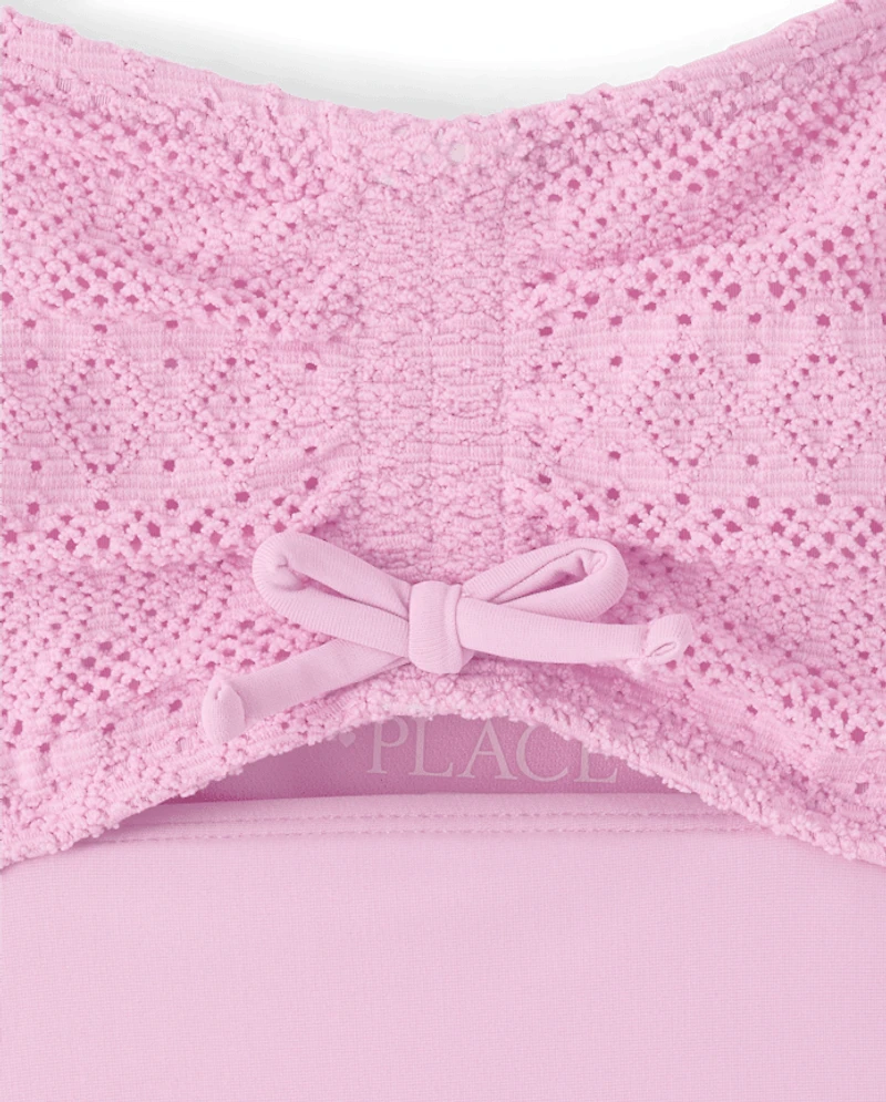 Girls Lace Cut-Out One Piece Swimsuit