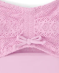 Girls Lace Cut-Out One Piece Swimsuit