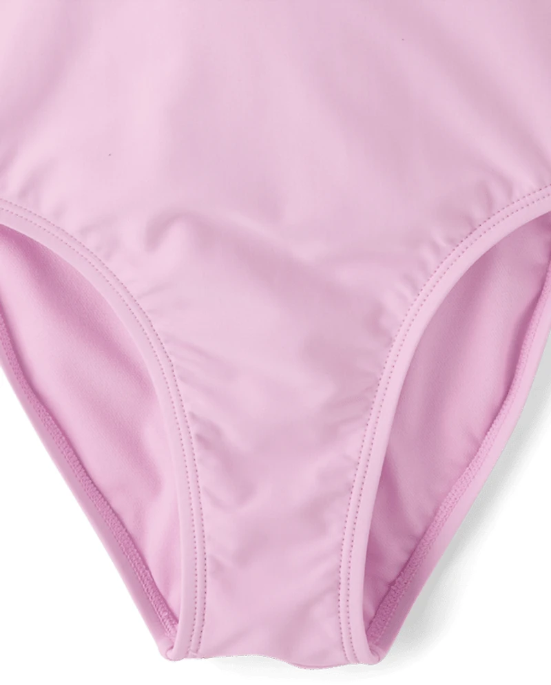 Girls Lace Cut-Out One Piece Swimsuit