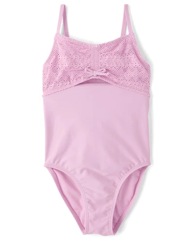 Girls Lace Cut-Out One Piece Swimsuit