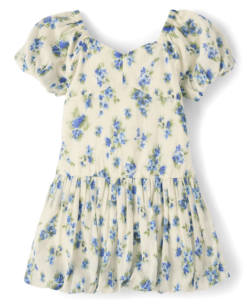 Girls Mommy And Me Floral Bubble Dress