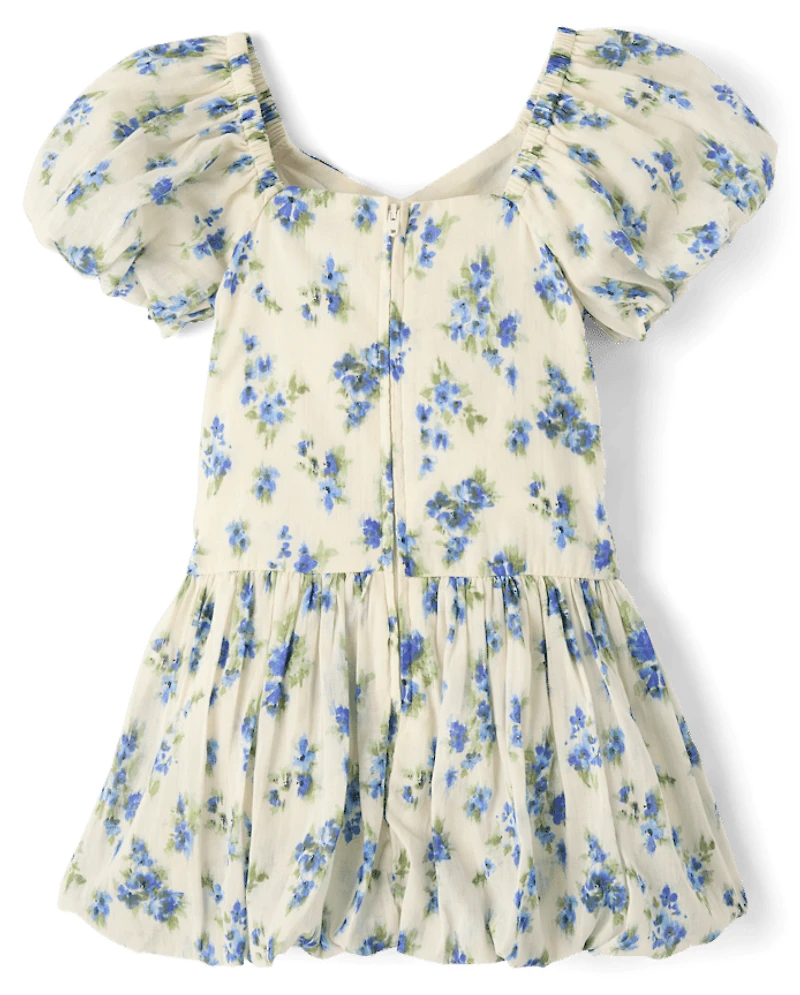 Girls Mommy And Me Floral Bubble Dress