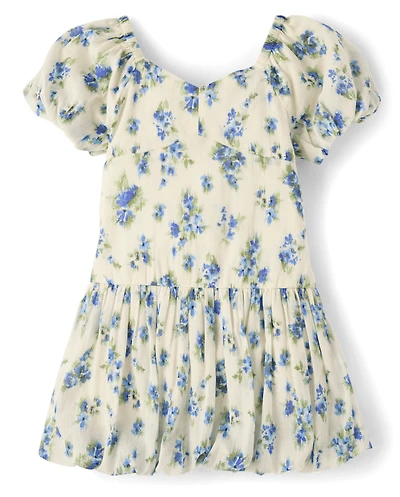 Girls Mommy And Me Floral Bubble Dress