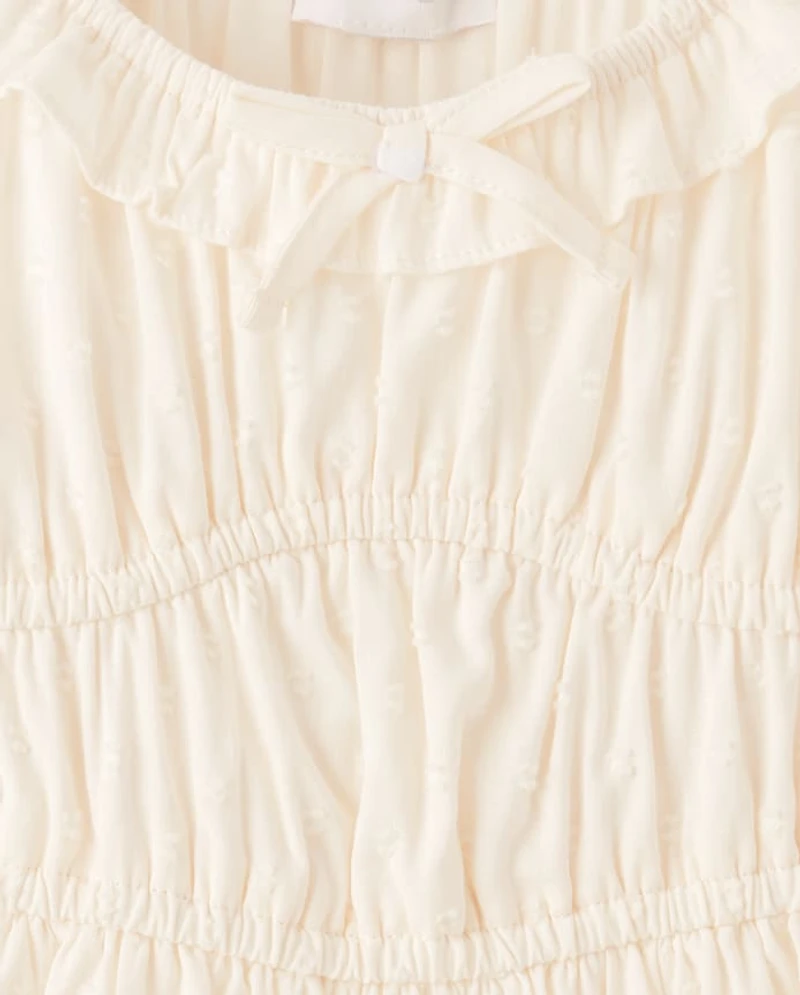 Girls Clip Dot Ruffle Dress