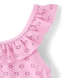 Girls Ruffle Eyelet Tankini Swimsuit