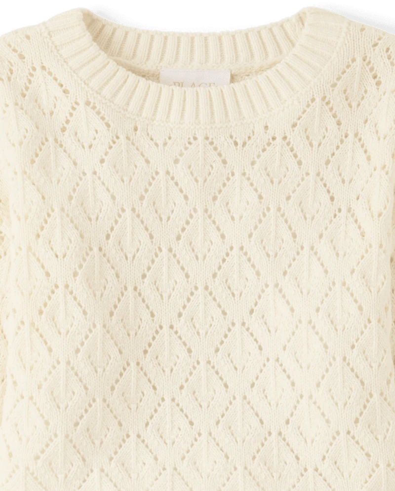 Girls Scalloped Crochet Sweater