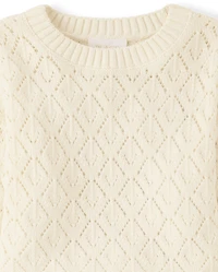 Girls Scalloped Crochet Sweater