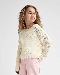 Girls Scalloped Crochet Sweater