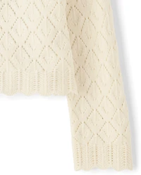 Girls Scalloped Crochet Sweater