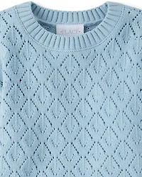 Girls Scalloped Crochet Sweater
